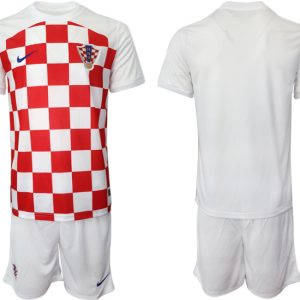 Neue Kroatien Heimtrikot WM-2022 weiß Battle Blue Herren Fußballtrikots Set