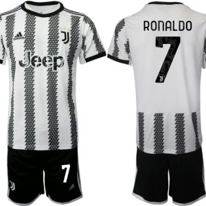 Neues Juventus 2022-23 Heimtrikot Schwarz Weiß mit Aufdruck RONALDO 7