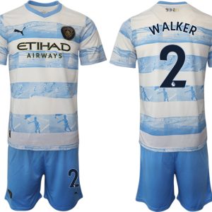 WALKER 2 Manchester City Aufwärmtrikot 2022/2023 weiß blau Kurzarm + Kurze Hosen