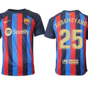 AUBAMEYANG 25 FC Barcelona 2022/23 Home Kit Heimtrikot Kurzarm für Herren