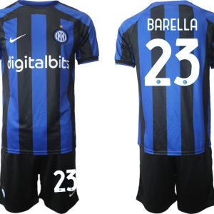 BARELLA 23 Herren Inter Mailand 2022-2023 Heimtrikot Blau Kurzarm + Kurze Hosen