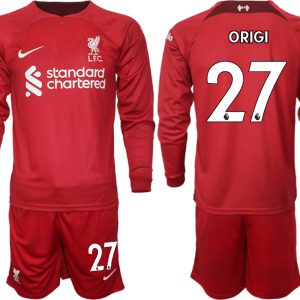 Billige Fussballtrikots FC Liverpool 2022-23 Heimtrikot rot Trikotsatz Langarm + Kurze Hosen ORIGI 27