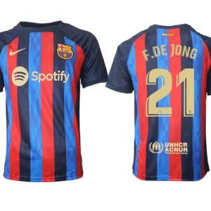 F.DE JONG 21 FC Barcelona 2022/23 Home Kit Heimtrikot Kurzarm für Herren