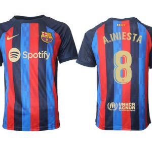 FC Barcelona 2022/23 Home Kit Heimtrikot Kurzarm Fussballtrikots A.INIESTA 8