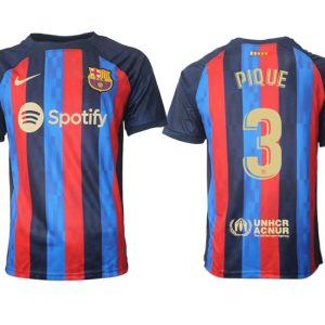 FC Barcelona 2022/23 Home Kit Heimtrikot Kurzarm Fussballtrikots PIQUE 3