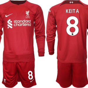 FC Liverpool 2022-23 Heimtrikot in rot Langarm + Kurze Hosen mit Aufdruck KEITA 8