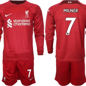 FC Liverpool 2022-23 Heimtrikot in rot Langarm + Kurze Hosen mit Aufdruck MILNER 7