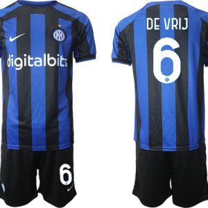 Fußballtrikot für Herren Inter Mailand 2022-2023 Heimtrikot Blau Trikotsatz DE VRIJ 6