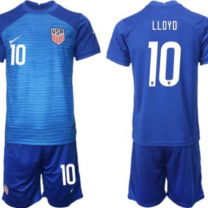 Fußballtrikot für Herren United States Away Kit WM 2022 USA blau Trikotsatz LLOYD 10