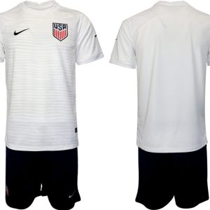 Fußballtrikot für Herren USA Heimtrikot WM 2022 weiß Kurzarm + schwarz Kurze Hosen