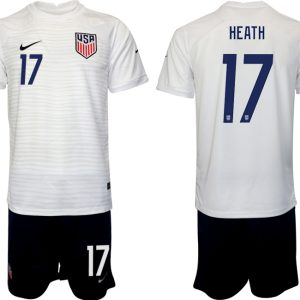 Fußballtrikot für Herren USA Heimtrikot WM 2022 Weiß Schwarz Fußballtrikots Set HEATH 17