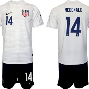 Fußballtrikot für Herren USA Heimtrikot WM 2022 Weiß Schwarz Fußballtrikots Set MCDONALD 14