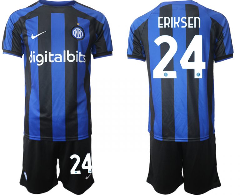 Fußballtrikots Sale Inter Mailand 2022-2023 Heimtrikot Blau für Herren Trikotsatz ERIKSEN 24