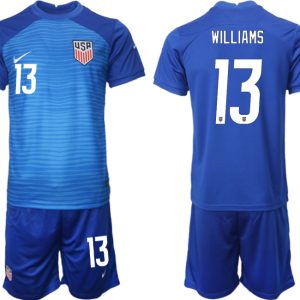 Günstig United States Auswärtstrikot WM 2022 in blau USA Trikotsatz mit Aufdruck WILLIAMS 13