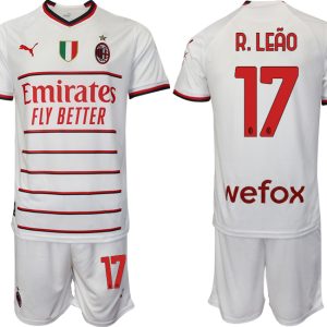 Herren AC Milan Auswärtstrikot 2022/23 Weiß Fußballtrikot Kaufen Trikotsatz R.Leão 17