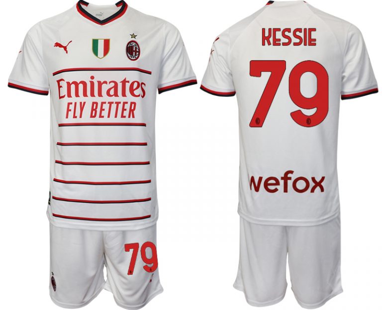 Herren AC Milan Auswärtstrikot 2022/23 Weiß Online Kaufen mit Namen KESSIE 79