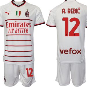 Herren AC Milan Auswärtstrikot 2022/23 Weiß Trikotsatz Fußball Trikot Outlet A.REBIĆ 12