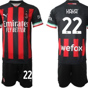 Herren AC Milan Heimtrikot 2022/23 Schwarz Rot Günstig Fußballtrikots Set KAKA'22