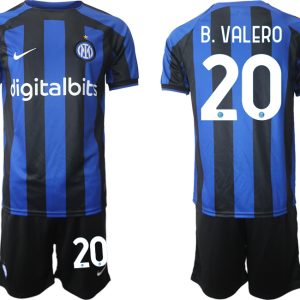 Herren Inter Mailand 2022-2023 Heimtrikot Blau Kurzarm + Kurze Hosen B.VALERO 20