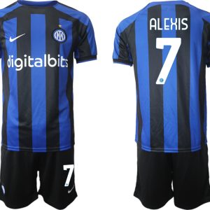 Herren Inter Mailand 2022-2023 Heimtrikot Blau Trikotsatz Online Bestellen mit Aufdruck ALEXIS 7