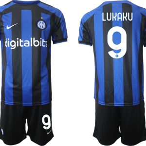 Herren Inter Mailand 2022-2023 Heimtrikot Blau Trikotsatz Online Bestellen mit Aufdruck LUKAKU 9