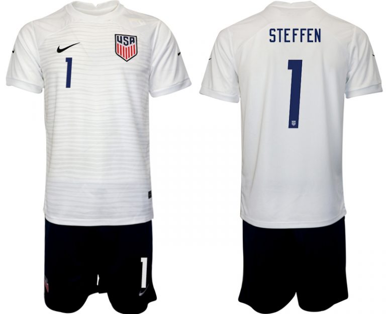 Herren USA Heimtrikot WM 2022 T-shirt weiß Online mit Aufdruck STEFFEN 1