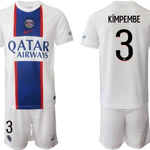 KiMPEMBE 3 Paris Saint Germain PSG Auswärtstrikot 2022/23 Weiß Kurzarm + Kurze Hosen