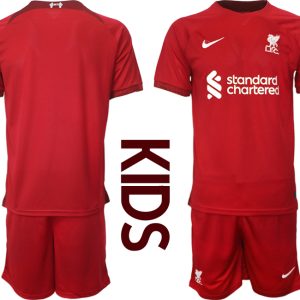 Kinder Fußballtrikots Liverpool Heimtrikot 2022/23 Rot Kurzarm + Kurze Hosen