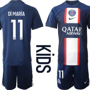 Kinder Paris Saint Germain PSG Heimtrikots 2022-2023 Blau Trikotsatz Kaufen Di MARiA 11