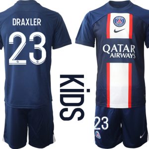 Kinder Paris Saint Germain PSG Heimtrikots 2022-2023 Blau Trikotsatz Kaufen DRAXLER 23