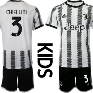 Kinderheim Juventus FC 2022-23 Trikot Deutschland Schwarz Weiß Trikotsatz CHIELLINI 3