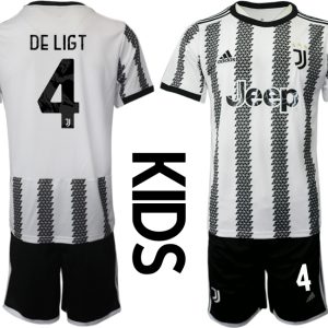 Kinderheim Juventus FC 2022-23 Trikot Deutschland Schwarz Weiß Trikotsatz DE LIGT 4