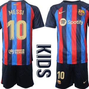 MESSI 10 FC Barcelona Kinderheim Trikot 2022/23 Trikotsatz Navy Blau FußballTrikots