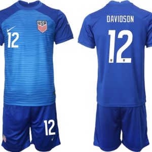 Neuen United States Auswärtstrikot WM 2022 in blau USA Trikotsatz mit Aufdruck DAVIDSON 12