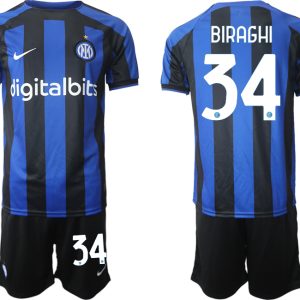 Neues Inter Mailand 2022-2023 Heimtrikot Blau für Herren Trikotsatz BIRAGHI 34