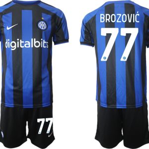 Neues Inter Mailand 2022-2023 Heimtrikot Blau für Herren Trikotsatz BROZOVIĆ 77