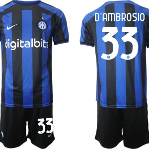 Neues Inter Mailand 2022-2023 Heimtrikot Blau für Herren Trikotsatz D'AMBROSIO 33