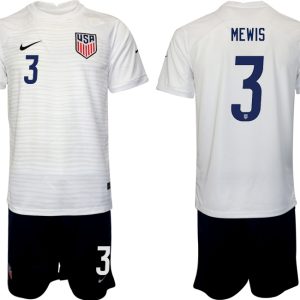 USA Fußballtrikot Kaufen Heimtrikot WM 2022 Weiß Schwarz für Herren MEWIS 3