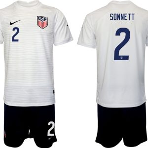 USA Fußballtrikot Kaufen Heimtrikot WM 2022 Weiß Schwarz für Herren SONNETT 2