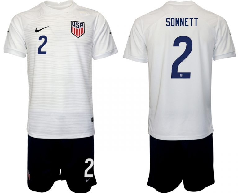 USA Fußballtrikot Kaufen Heimtrikot WM 2022 Weiß Schwarz für Herren SONNETT 2