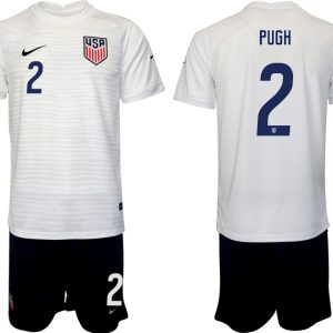 USA Heimtrikot WM 2022 T-shirt Weiß Schwarz für Herren mit Aufdruck PUGH 2