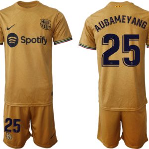 AUBAMEYANG 25 FC Barcelona 2022-23 Auswärtstrikot goldene Away Shirt für Herren