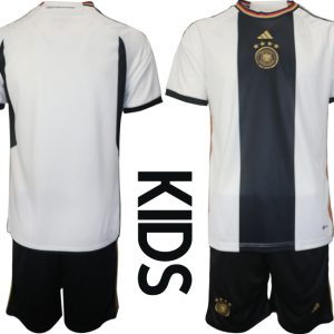 Deutschland Heimtrikot DFB WM 2022 Kinder Trikots weiß schwarz Trikotsatz