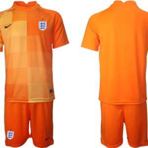 England Torwarttrikot EM 2022 Orange Trikotsatz Kurzarm + Kurze Hosen