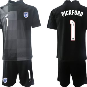 England Torwarttrikot World Cup 2022 Schwarz Trikotsatz Kurzarm + Kurze Hosen PICKFORD 1