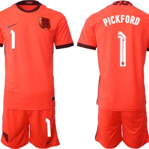 England Trikot Away Frauen EM 2022 Orange Kurzarm + Kurze Hosen PICKFORD 1