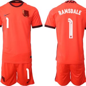 England Trikot Away Frauen EM 2022 Orange Kurzarm + Kurze Hosen RAMSDALE 1