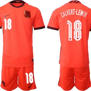 England Trikot Away Frauen EM 2022 Orange Trikotsatz Kurzarm + Kurze Hosen CALVERT-LEWIN 18