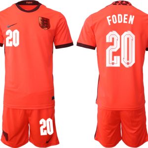 England Trikot Away Frauen EM 2022 Orange Trikotsatz Kurzarm + Kurze Hosen FODEN 20