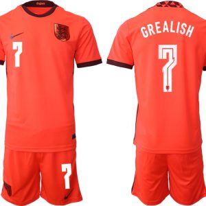 England Trikot Away Frauen EM 2022 Orange Trikotsatz Kurzarm + Kurze Hosen GREALISH 7